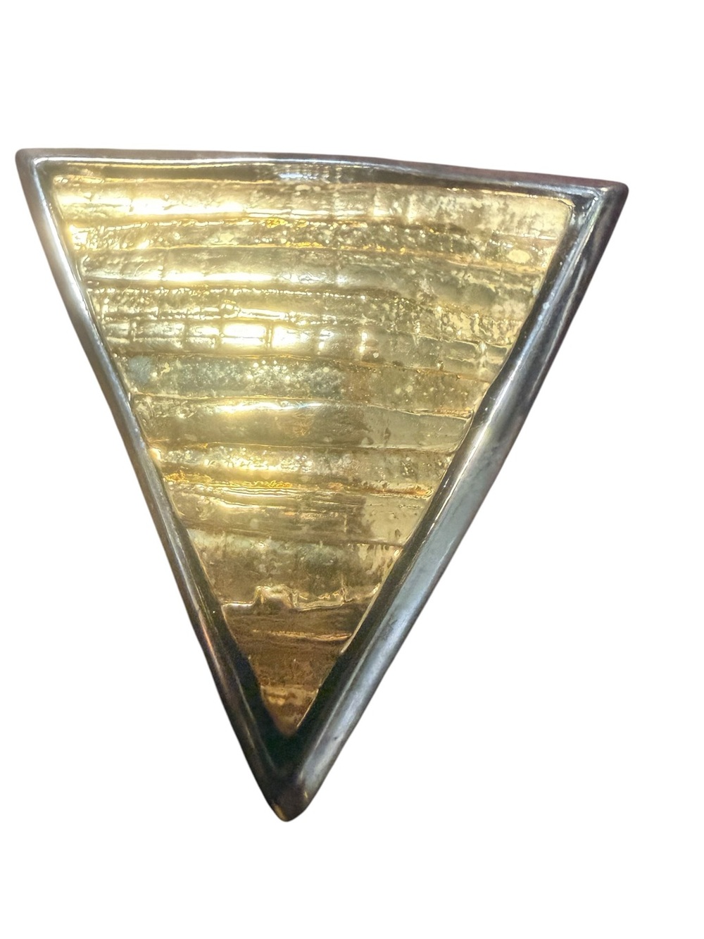 Vintage 1980s Art Deco Revival Triangle Brooch & Clip Earrings Gold Silver - Picture 6 of 6